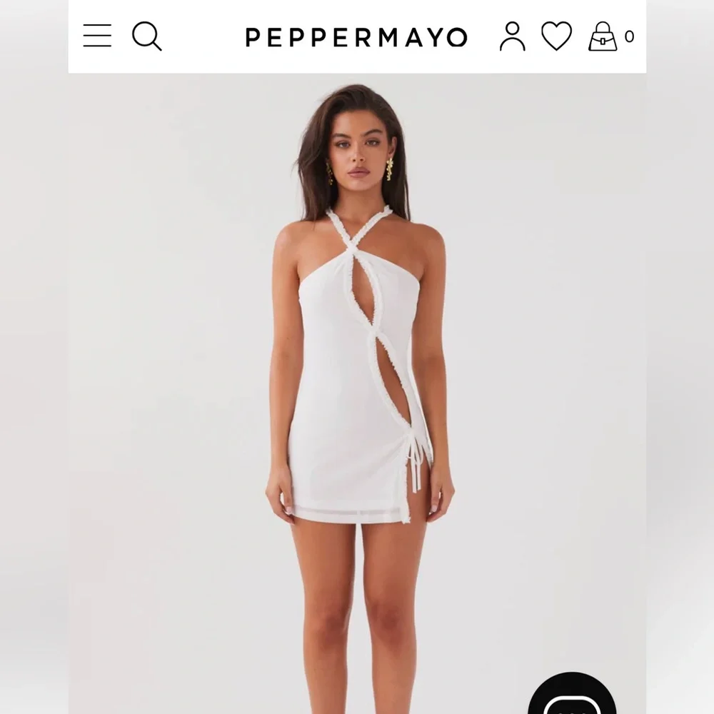 Midnight Rhapsody Ruffle Mini Dress - White - Picture 4 of 4